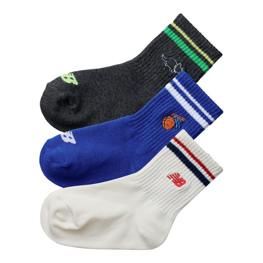 Kids Embroidery Midcalf Socks 3 Pack