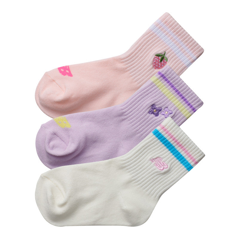 Kids Embroidery Midcalf Socks 3 Pack